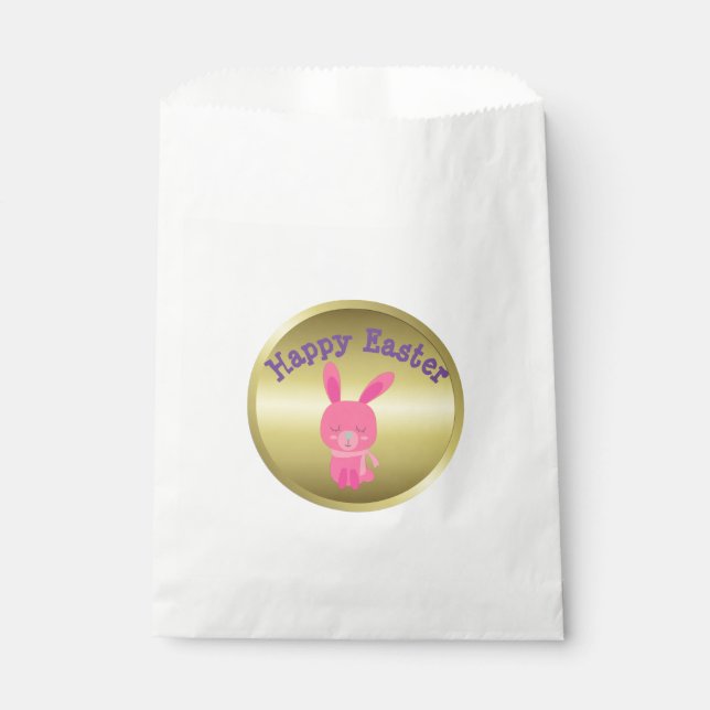 Cute Pink Bunny Easter Favour Bag (Front)