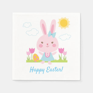 Cute Pink Bunny Easter Napkin
