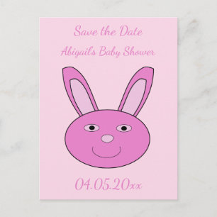 Cute Pink Bunny Face Spring Easter Baby Shower Postcard