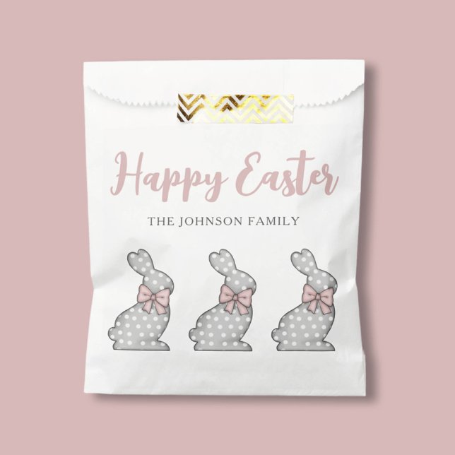Cute Pink Bunny Happy Easter Favour Bag (Cute Pink Bunny Happy Easter Favor Bag)