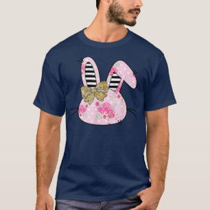 Cute Pink Bunny Head Rabbit Bow Tie Easter Day Gir T-Shirt