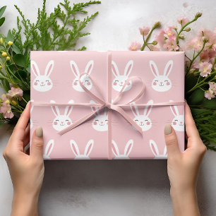 Cute Pink Bunny Kids Easter Wrapping Paper
