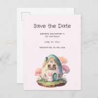 Cute Pink Bunny Rabbit Kawaii Style Save the Date