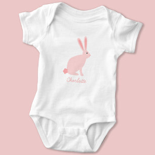 Cute Pink Bunny Rabbit Personalised Baby Bodysuit