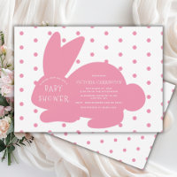 Cute Pink Bunny Rabbit Polkadots  Baby Shower 
