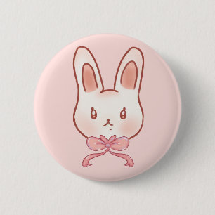 Cute Pink Bunny Ribbon Button Pin