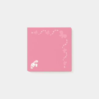 Cute Pink Bunny Ribbon Post it Notes Notepad
