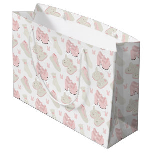 Cute Pink Bunny Shoes Pattern Large Gift Bag