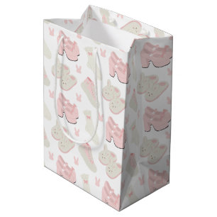 Cute Pink Bunny Shoes Pattern Medium Gift Bag