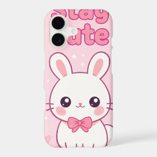 Cute Pink Bunny Stay Cute Anime Aesthetic iPhone
