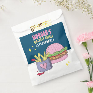 Cute Pink Burger and Fries Birthday Party Favour B Bag