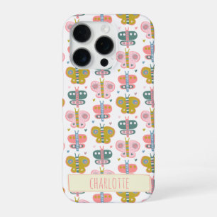 Cute Pink Butterflies Pattern Personalised Name iPhone 16 Pro Case