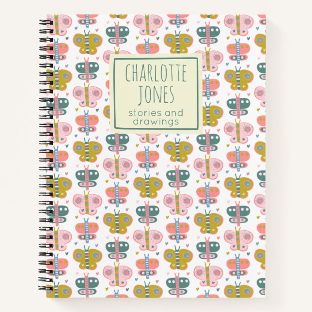Cute Pink Butterflies Personalised Story Journal (Front)
