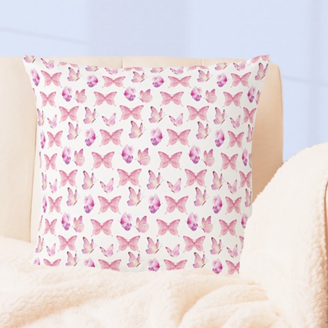 Cute Pink Butterflies Throw Pillow (Creator Uploaded)