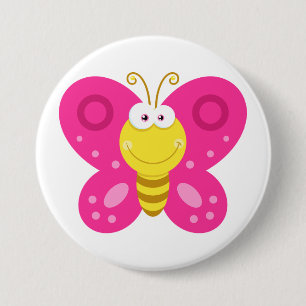 Cute Pink Butterfly 7.5 Cm Round Badge