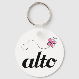 Cute Pink Butterfly Alto Singer Gift Key Ring