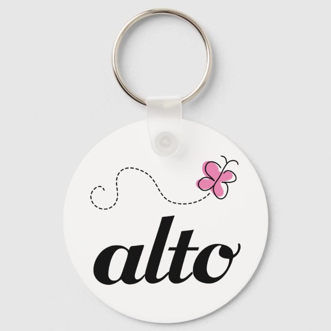 Cute Pink Butterfly Alto Singer Gift Key Ring (Front)