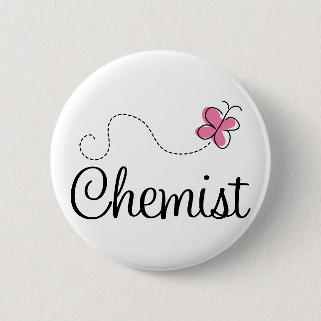 Cute Pink Butterfly Chemist 6 Cm Round Badge (Front)