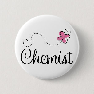 Cute Pink Butterfly Chemist 6 Cm Round Badge