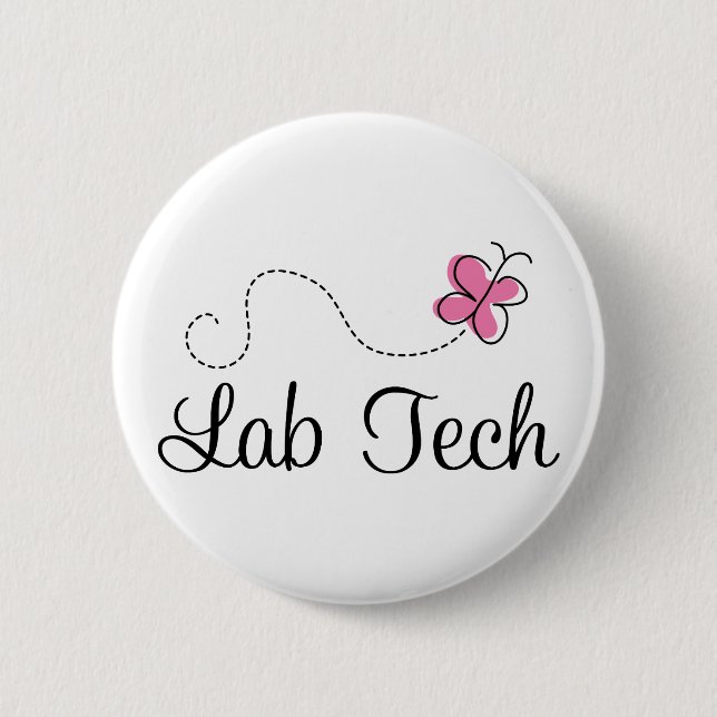 Cute Pink Butterfly Lab Tech 6 Cm Round Badge (Front)