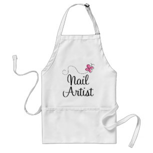 Cute Pink Butterfly Nail Artist Standard Apron