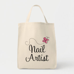 Cute Pink Butterfly Nail Artist Tote Bag