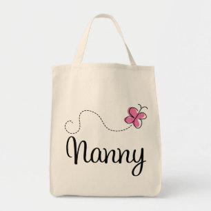 Cute Pink Butterfly Nanny Tote Bag