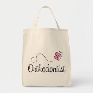 Cute Pink Butterfly Orthodontist Tote Bag