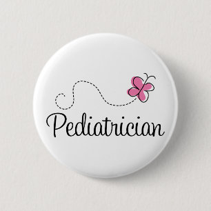 Cute Pink Butterfly Paediatrician 6 Cm Round Badge