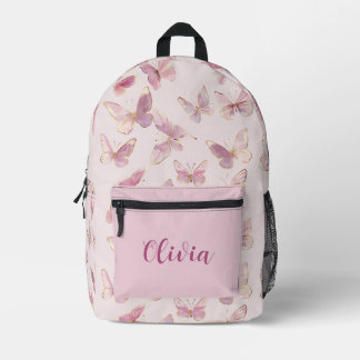 Cute Pink Butterfly Personalized Name Backpack