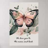Cute pink butterfly poster