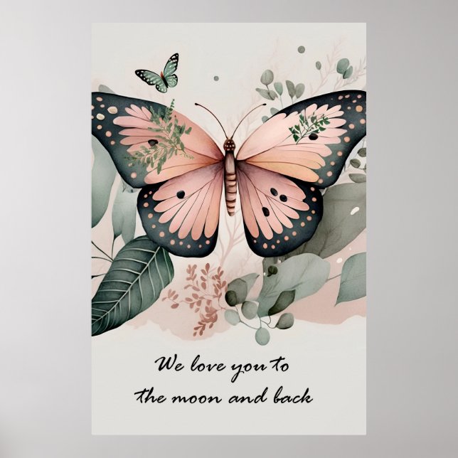 Cute pink butterfly poster (Front)