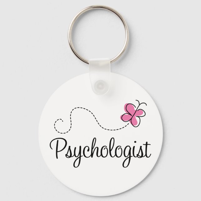 Cute Pink Butterfly Psychologist Key Ring (Front)