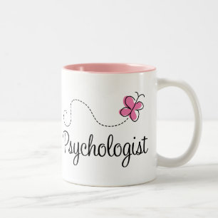 Cute Pink Butterfly Psychologist Two-Tone Coffee Mug