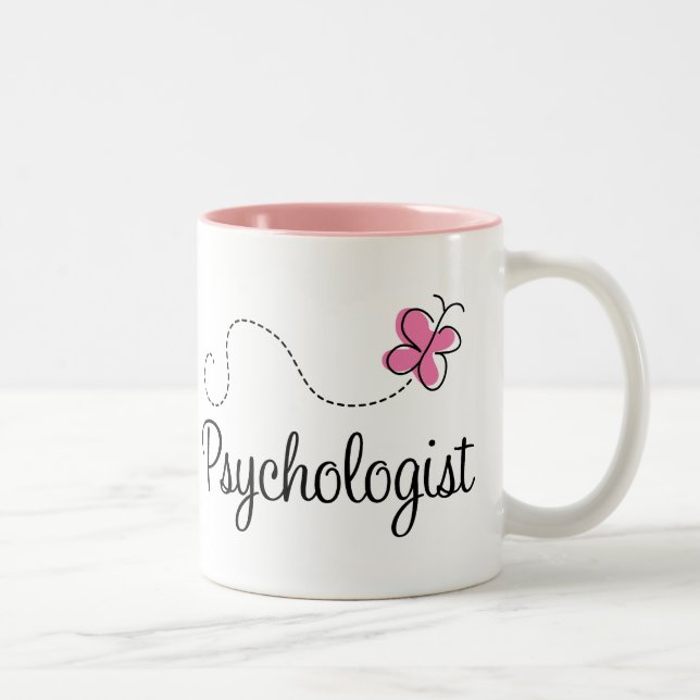 Cute Pink Butterfly Psychologist Two-Tone Coffee Mug (Right)