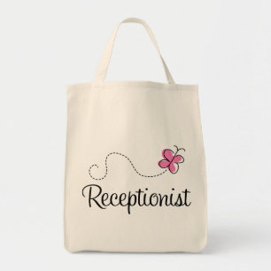 Cute Pink Butterfly Receptionist Tote Bag