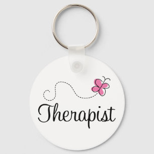 Cute Pink Butterfly Therapist Key Ring