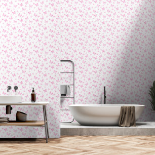 Cute Pink Butterfly Watercolor peel and stick Wallpaper