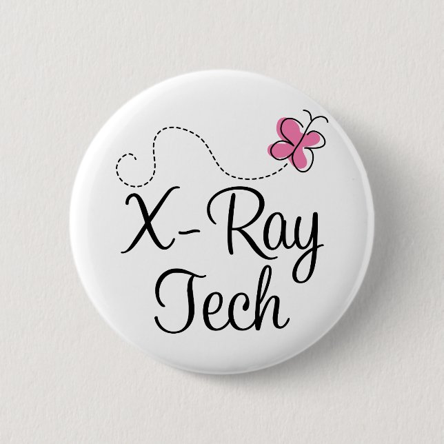 Cute Pink Butterfly X-ray tech 6 Cm Round Badge (Front)