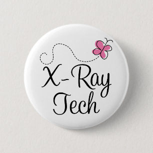 Cute Pink Butterfly X-ray tech 6 Cm Round Badge