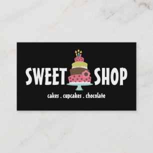 Cute Pink Cake Cupcakes Catering Bakery Business Card