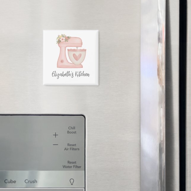 Cute Pink Cake Mixer Kitchen Magnet (In Situ (Fridge))