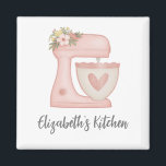 Cute Pink Cake Mixer Kitchen Magnet<br><div class="desc">A cute pink mixer decorates this kitchen refrigerator magnet. Personalise it with your name. Makes a cute gift for a friend. Designed for you by Blackberry Boulevard.</div>