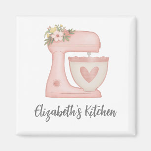 Cute Pink Cake Mixer Kitchen Magnet