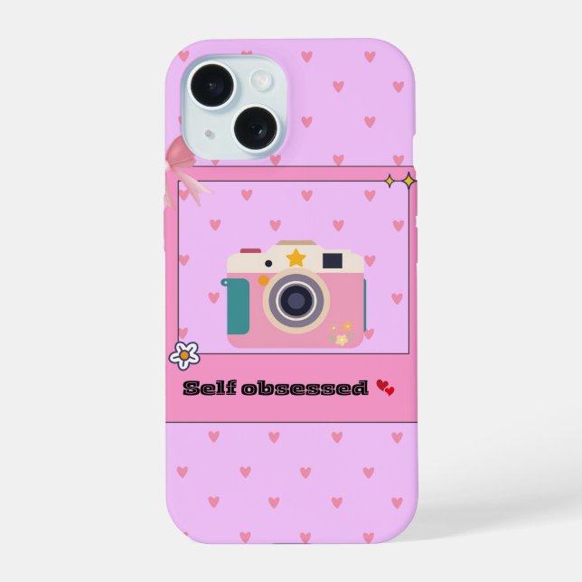 Cute Pink Camera Aesthetic Phone Case (Back)