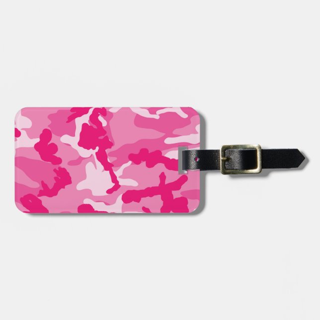 Cute Pink Camouflage Pattern Luggage Tag (Front Horizontal)