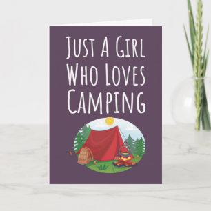 Cute Pink Camping Cards For Baby Girls Kids Camper