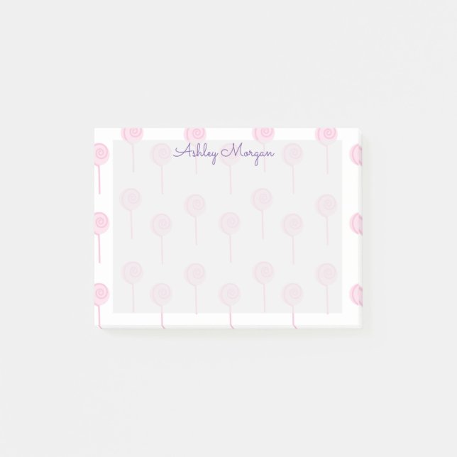 cute pink candy trendy monogram post-it notes (Front)