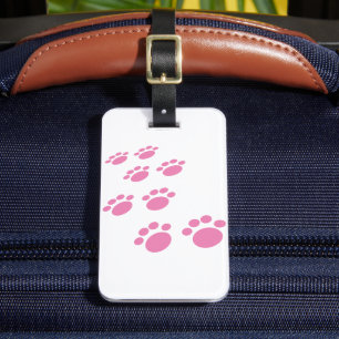 Cute Pink Cartoon Pet Paw Trail  Luggage Tag
