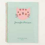 Cute Pink Cat  Custom Handwritting Name  Planner<br><div class="desc">Petsonalized Cute Pink Cat  Custom Handwritting Name</div>